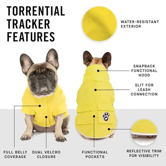 NWT Canada Pooch Torrential Tracker Raincoat for Dogs - Rubber Ducky Yellow - Picture 3 of 10